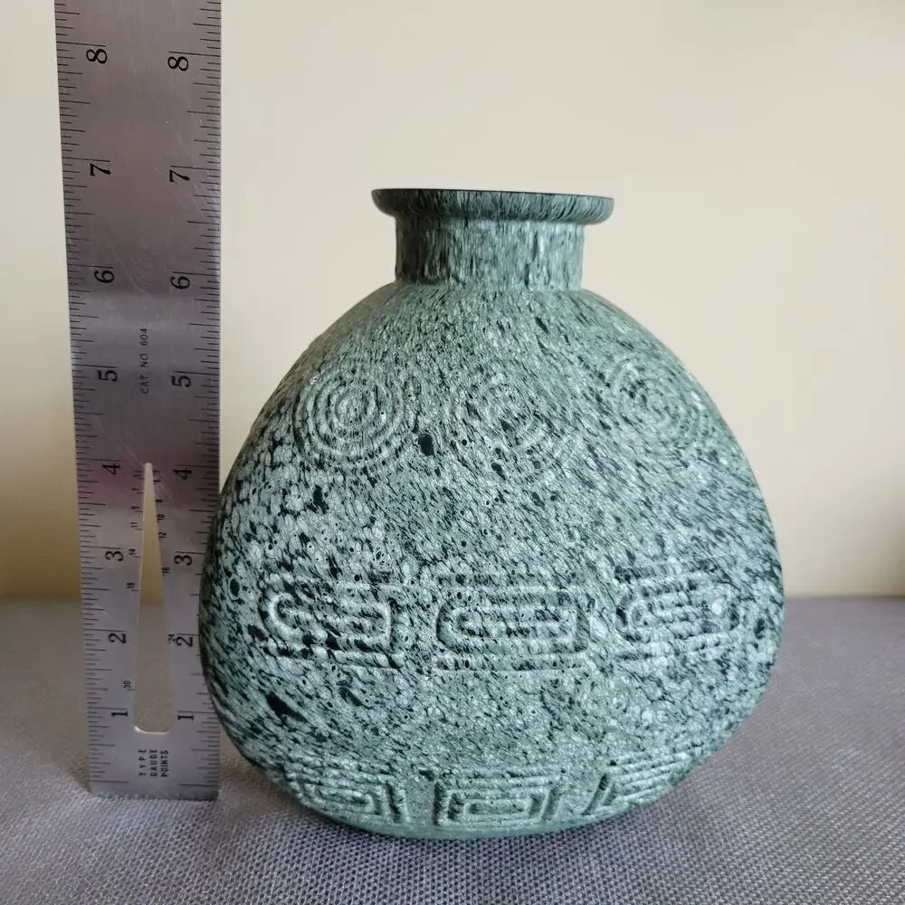 Unique Textured Decorative Art Glass Vase Triangle Textured Medium Over Glass